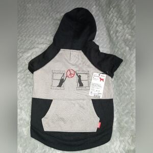 Peace Sign Dog Hoodie in Black and Gray